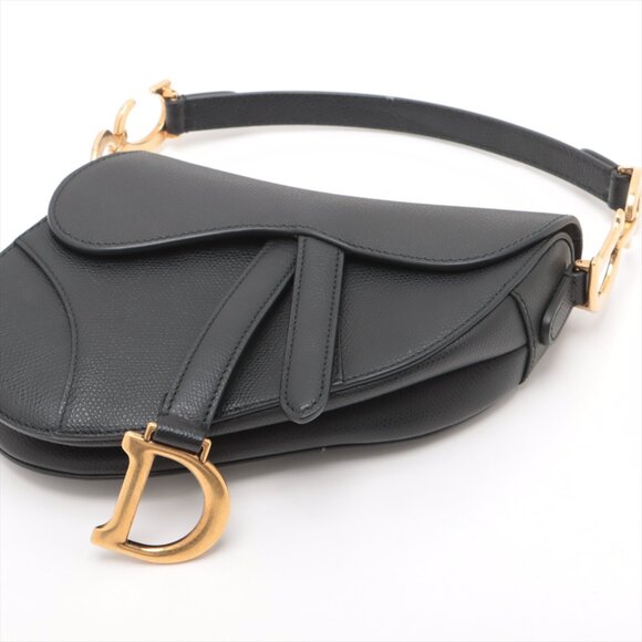 Christian Dior Saddle Bag Leather Shoulder bag Black - Picture 3 of 13